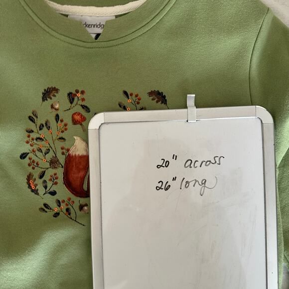 Breckenridge Vintage y2K Embellished Fox Sweatshirt Cottage Grandma Green SMALL - Picture 15 of 15